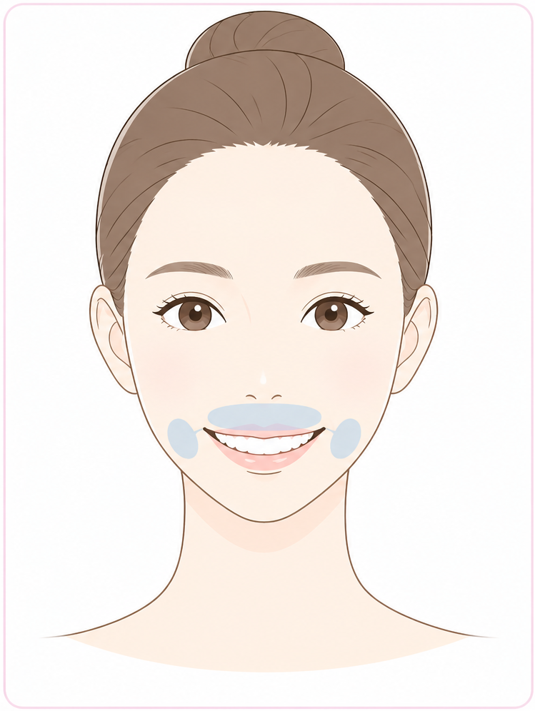 口角・ガミースマイルのボトックス施術部位イラスト