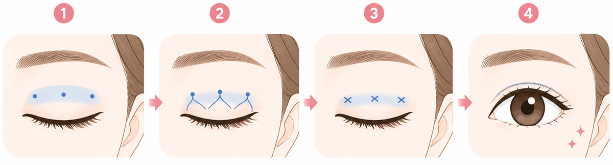 二重埋没法の説明イラスト