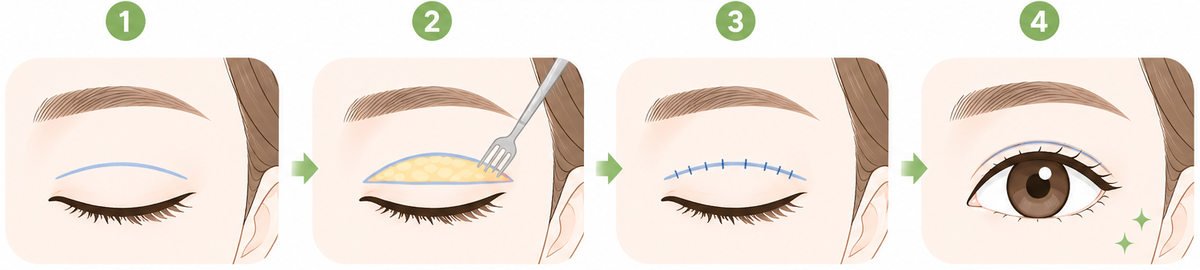 二重切開法の説明イラスト