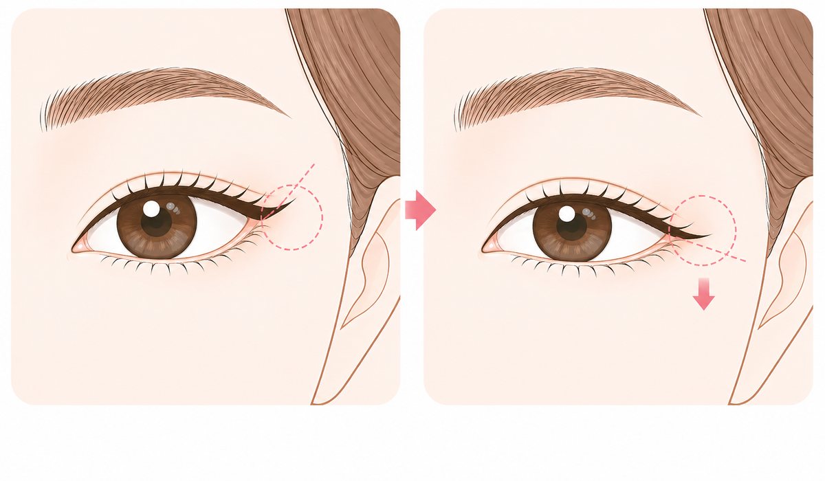 たれ目形成の説明イラスト