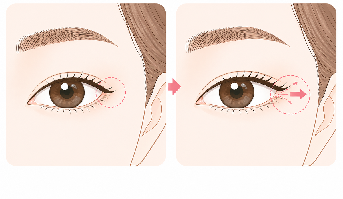 目尻切開（横幅拡張と傾斜調整）の説明イラスト