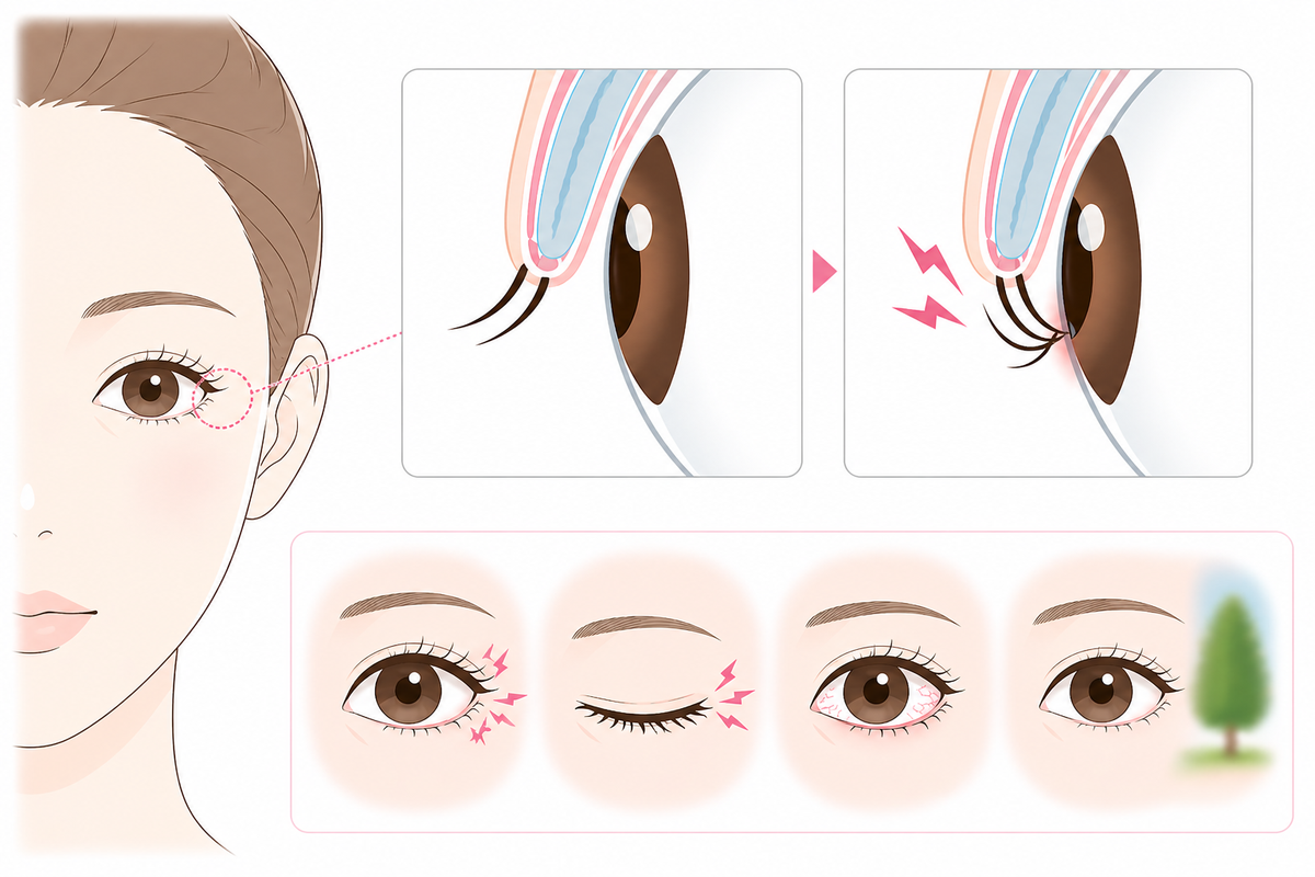 逆さまつげ治療のイラスト