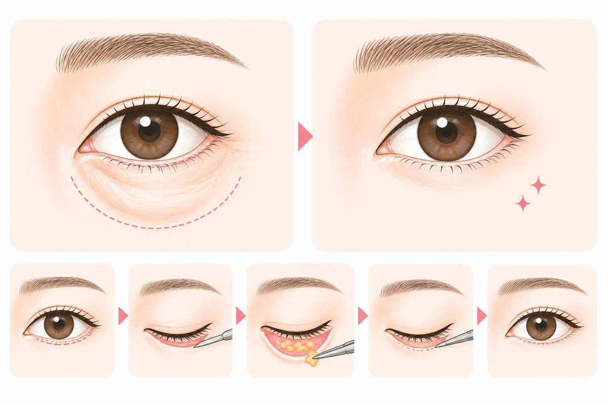 下まぶたたるみ取りの説明イラスト