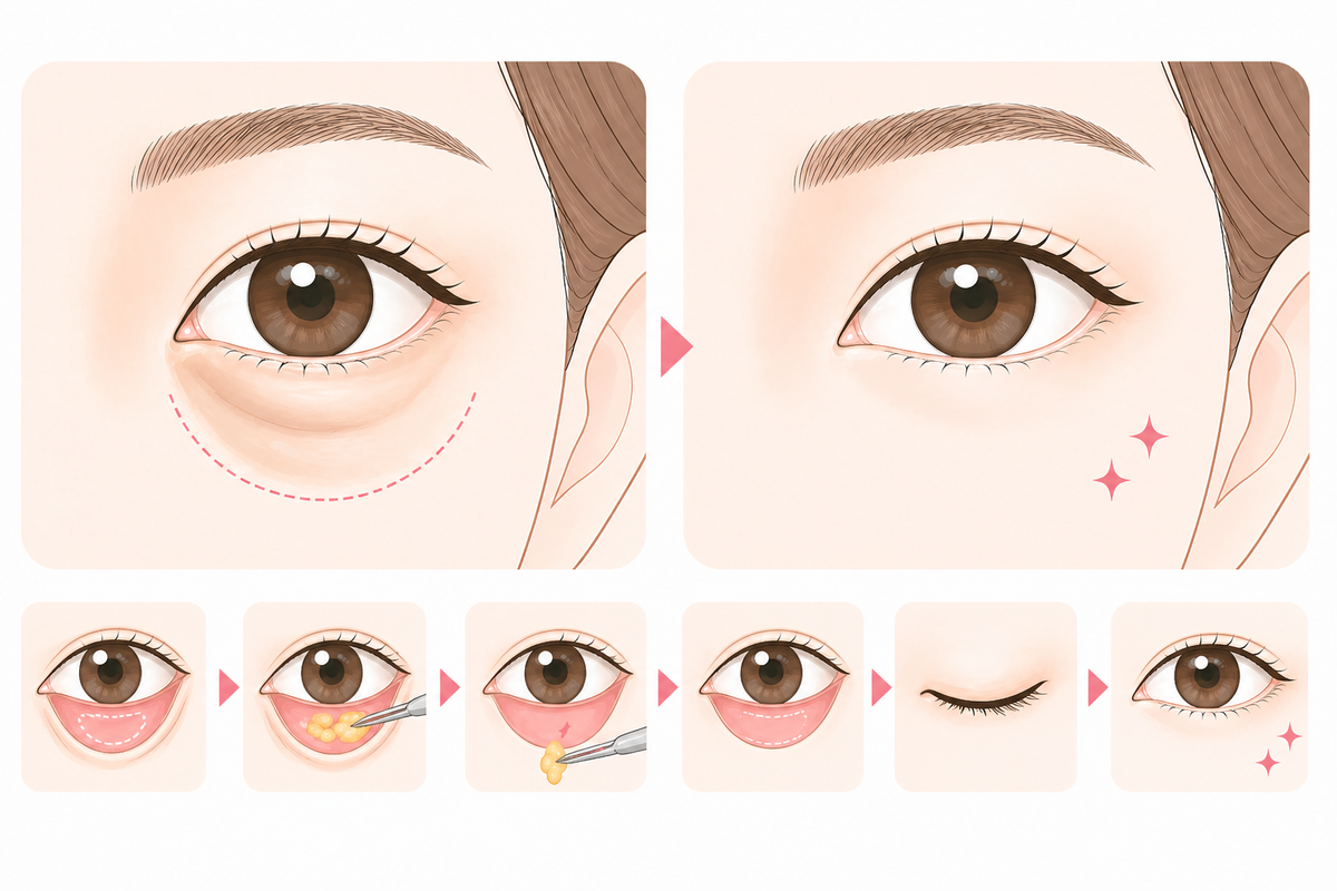 経結膜脱脂（クマ取り）の説明イラスト