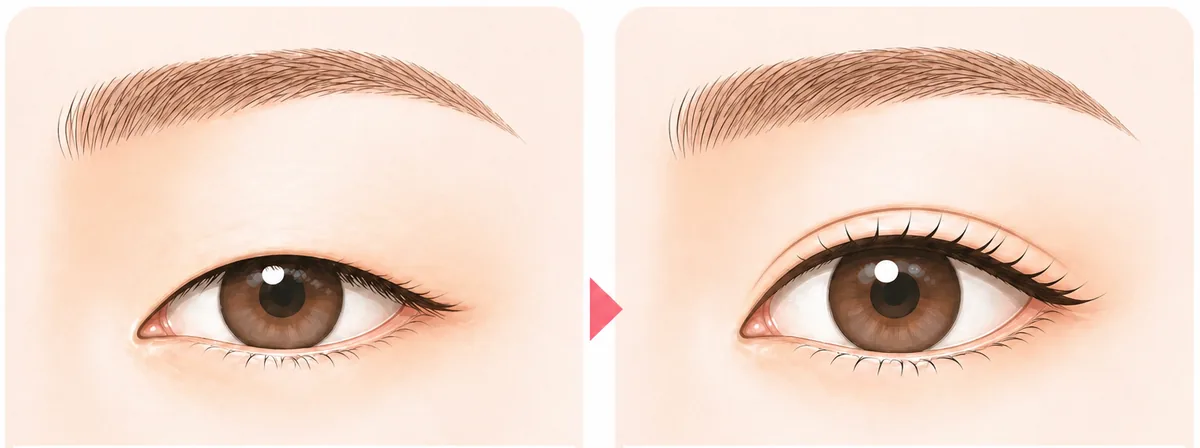 上まぶたたるみ取り（眉下切開）の説明イラスト